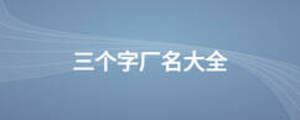 三個(gè)字廠名大全
