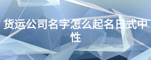 貨運(yùn)公司名字怎么起名日式中性