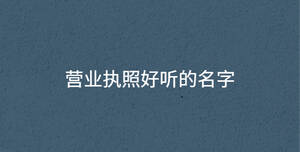 營業執照好聽的名字